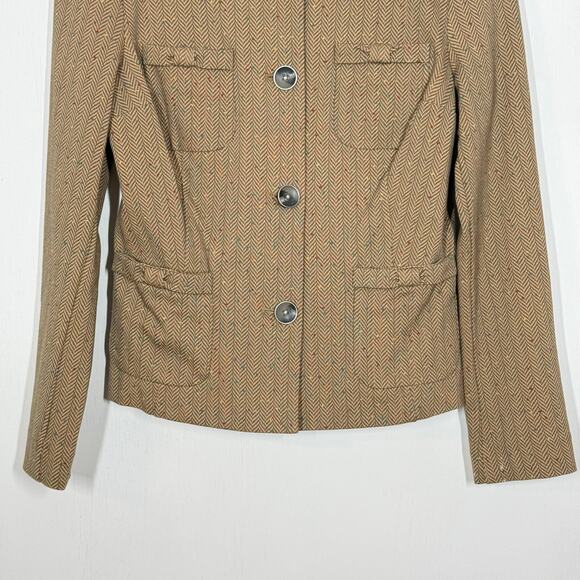 CAbi Penny Blazer Womens Size Medium Brown Herringbone Fleck Button Front Jacket - Picture 5 of 11